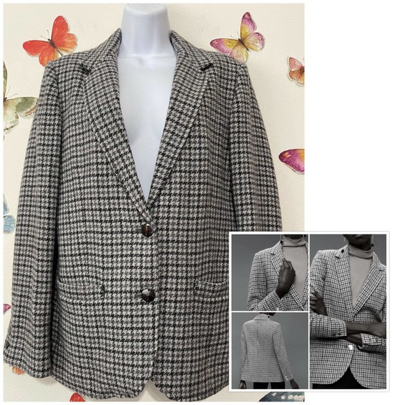 Wilfred Sz 10 Wool Blazer Jacket Houndstooth Gray - Picture 1 of 12